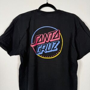 Santa Cruz Neon Classic Dot Skater Tee Black Large Y2K Thrasher Graphic Tee